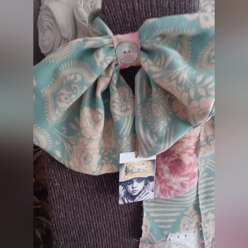 Upcycled Floral Patterned Handmade Neck Tie with Button Detail